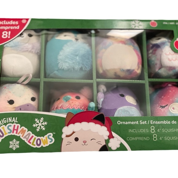 SQUISHMALLOWS CHRISTMAS 4” ORNAMENTS 8 PACK HOLIDAY COLLECTION 2023 NEW - Picture 1 of 3